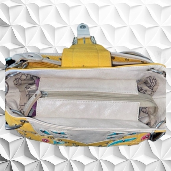 EUC Concealed Carry Boho/Western Purse Yellow & Turquoise Rhinestones - Picture 9 of 11